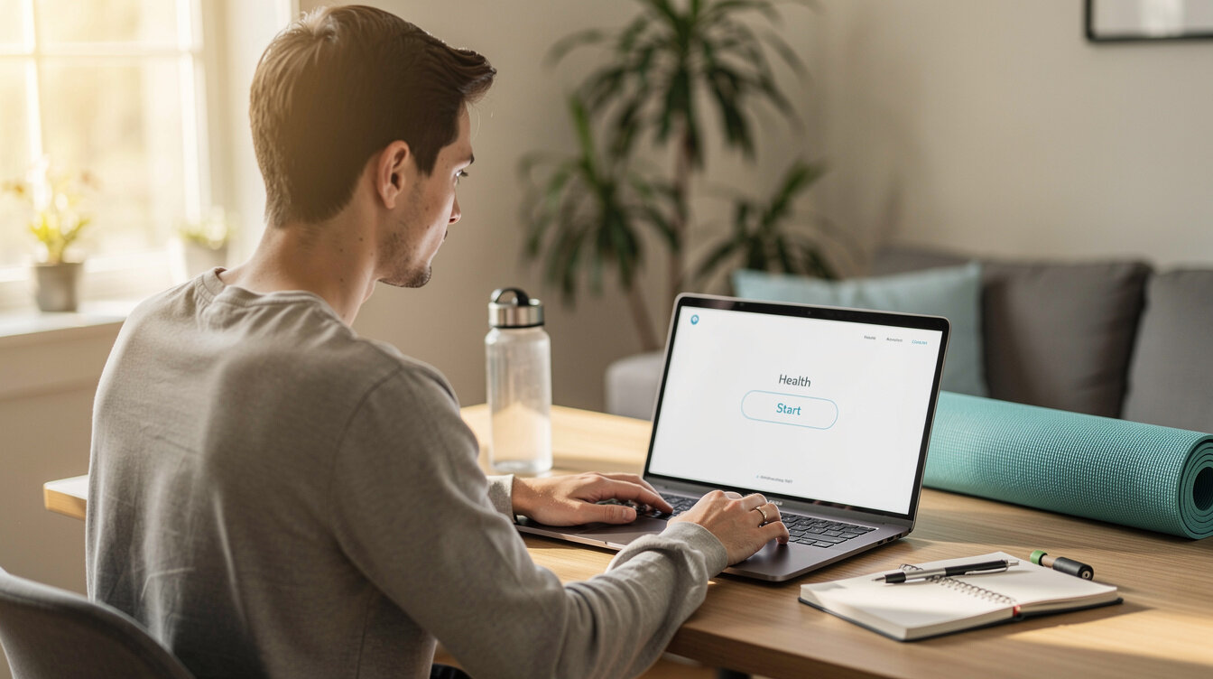 person taking online health course