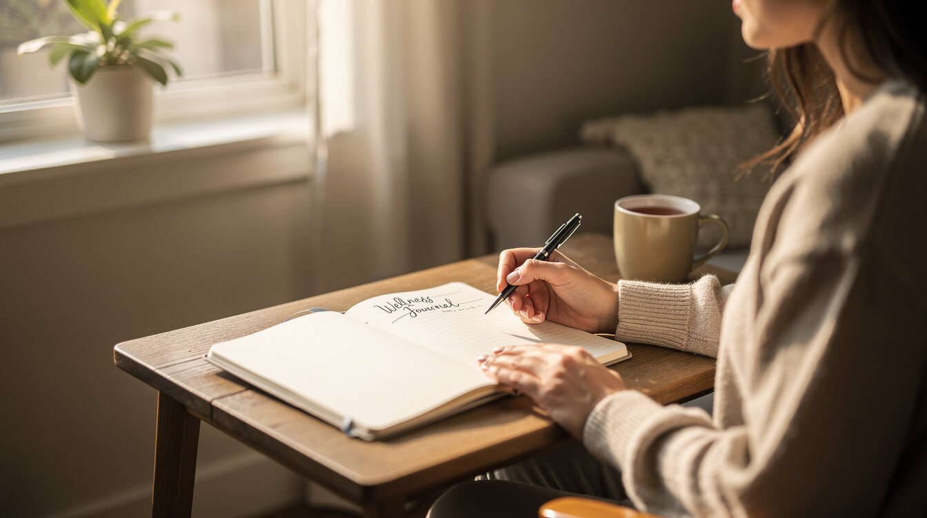 person journaling in quiet room