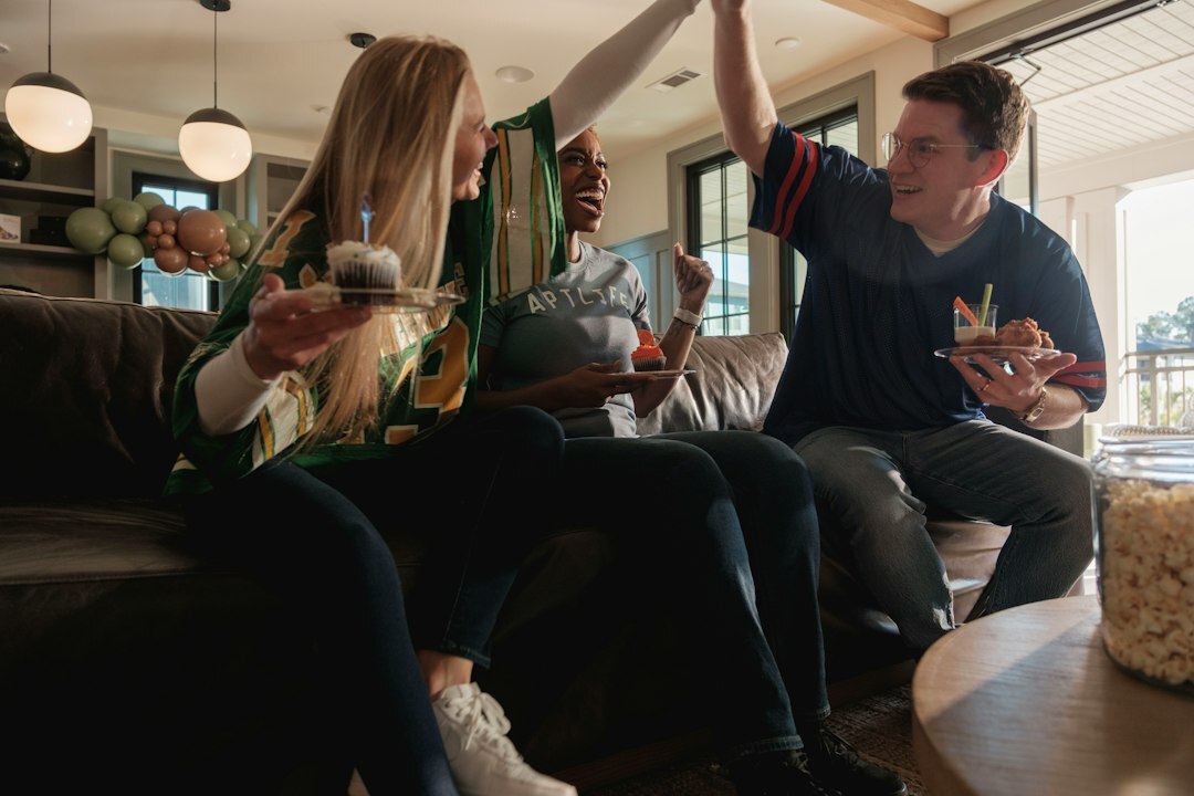 friends dancing at home