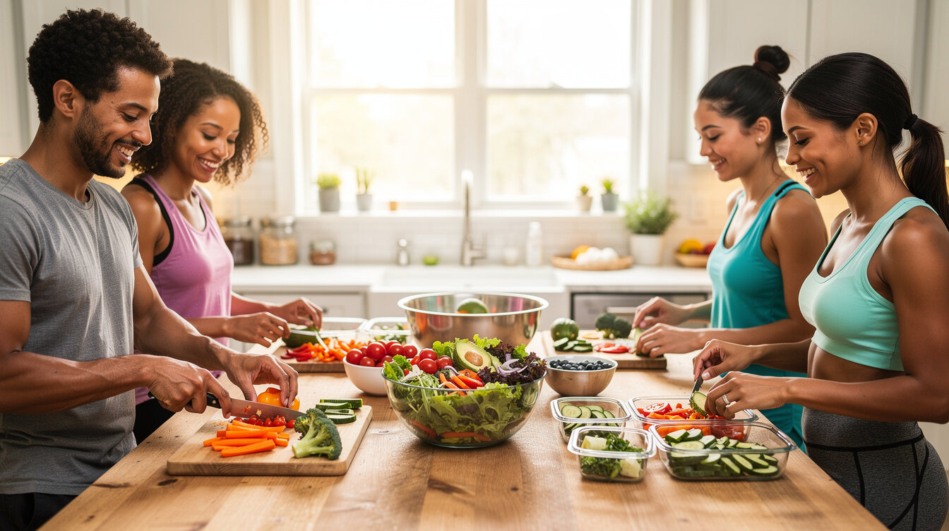 healthy meal prep with friends